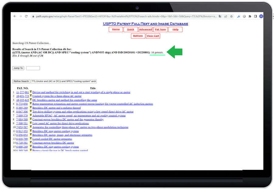 Результат запроса по патентам