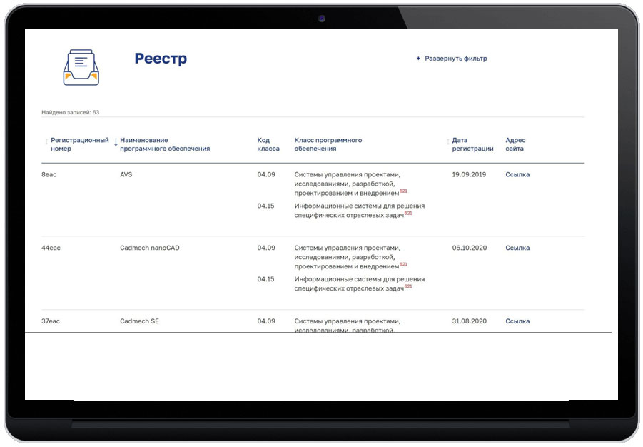 Регистрационный номер программы в евразийском классификаторе